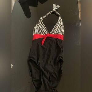 a.n.a Kids Halter One Piece - Black and Red
